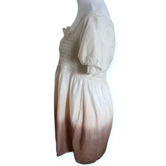 SANOMA CREAM & TAUPE SMOCKED TUNIC SZ.XL EUC - Picture 4 of 8